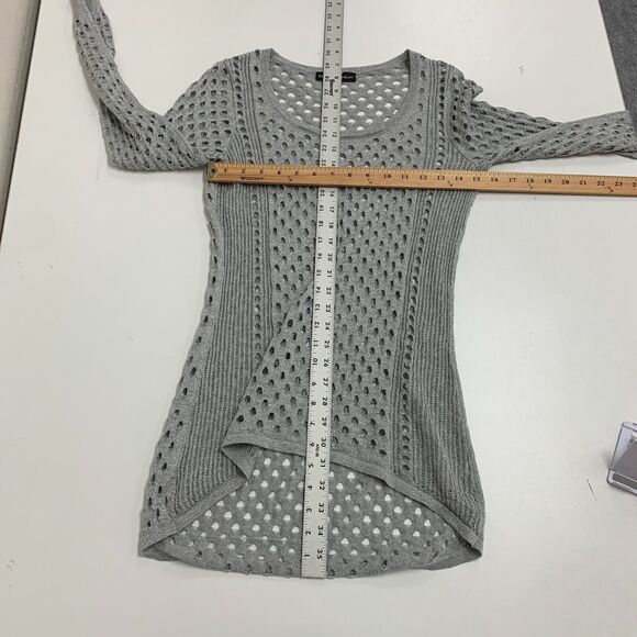 Rock & Republic Perforated Sweater Womens S Small Silver All Over Cutout Stretch - Picture 6 of 10